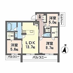 メゾンリーベル 3階3LDKの間取り