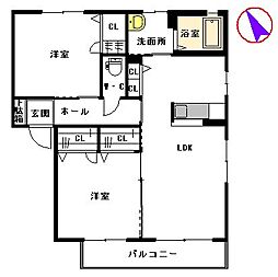 ティアラ 2LDKの間取図画像