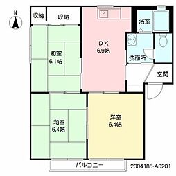 アビィ・ロードA 2LDKの間取図画像