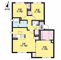 ラ・リュミエール月出 1階3LDKの間取り