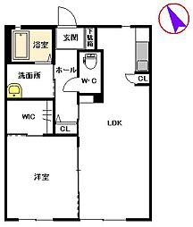 メゾン・ボヌールA 1LDKの間取図画像