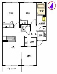 ウエストヒルズA 3LDKの間取図画像