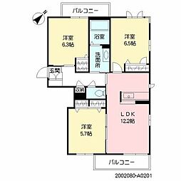 クレールガーデン小山 3LDKの間取図画像