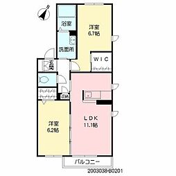シャーメゾンKAI 2LDKの間取図画像