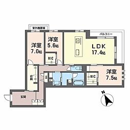 ＷｉｔｈＰｌｕｓ天保山公園 3階3LDKの間取り