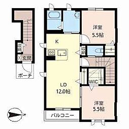 ブリージー・ガーデン 2LDKの間取図画像