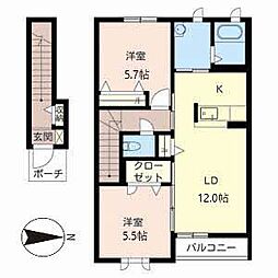 シャーメゾンヤマト 2LDKの間取図画像