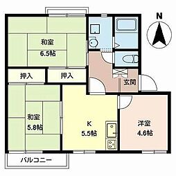 クレール美原A棟 3Kの間取図画像