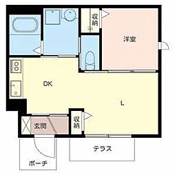 シャーメゾン桂離宮東 1階1LDKの間取り