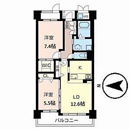 アイエフコート甲子園 2LDKの間取図画像