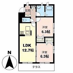麗風苑 2LDKの間取図画像