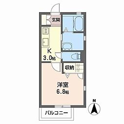 カササンボンギ 1Kの間取図画像