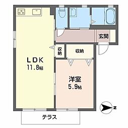 カーサツイン 1LDKの間取図画像