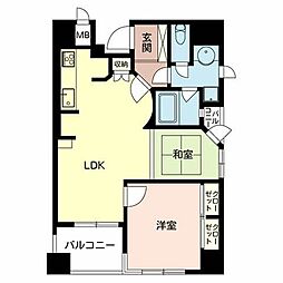 エスティメゾン上町台 1LDKの間取図画像