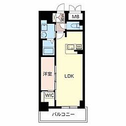 グランボヌール安堂寺 1LDKの間取図画像