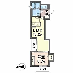 エコヴィル水通 1LDKの間取図画像