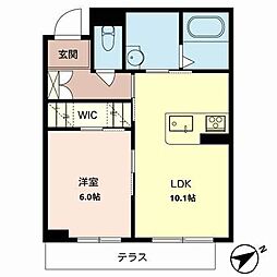 グランシェルト 1LDKの間取図画像