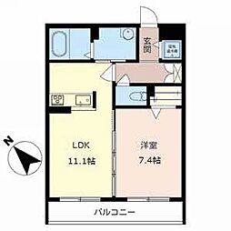 メゾンド風薫る 1LDKの間取図画像