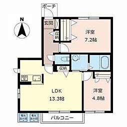 アイリスコートサウス 2LDKの間取図画像