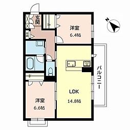 ブロッサムガーデン綣 2LDKの間取図画像