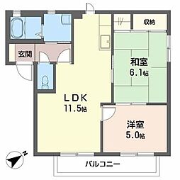 カーサ・カナマキ 2LDKの間取図画像