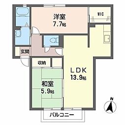 フォーレスKB棟 2LDKの間取図画像
