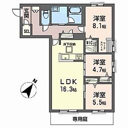 オカバ姫路青山シャーメゾンB 3LDKの間取図画像