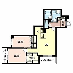 ヘルト　シュタイン　堺東 2階2LDKの間取り