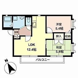 フラッツ諏訪森 2LDKの間取図画像