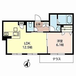 Ｇｒａｎｄｅ　Ｃｉｅｌ（グラン　シエル） 1階1LDKの間取り