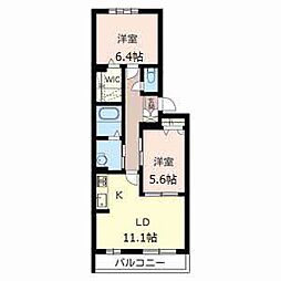 チェリーヒルズ北六甲 2LDKの間取図画像