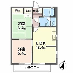 フレール弥生A 2LDKの間取図画像