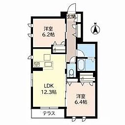 シャーメゾン利右衛門 0103 1階2LDKの間取り
