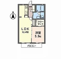 エフネンRフェルト 1LDKの間取図画像