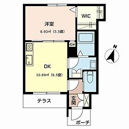 シャーメゾンかがや樹・M 1DKの間取図画像
