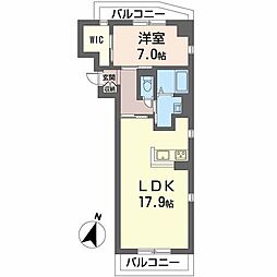 シャーメゾン三宮 1LDKの間取図画像