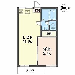 タウニィ清福寺 1LDKの間取図画像