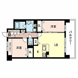 メゾンデール新大阪 2階2LDKの間取り