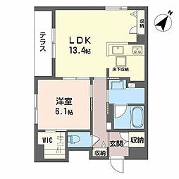シャーメゾン　ポポ 1階1LDKの間取り