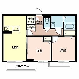 シャーメゾン・アルフラット 2LDKの間取図画像