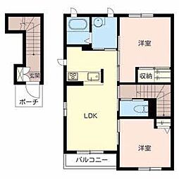 レジデンス永尾A 2LDKの間取図画像