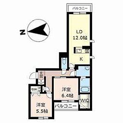 CASAPINO2 2LDKの間取図画像