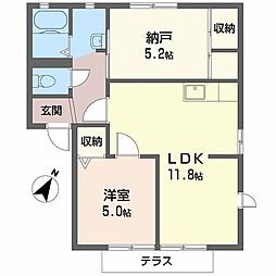 サンとざきA棟 1SLDKの間取図画像