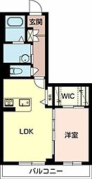 ベーネ堅田 2階1LDKの間取り