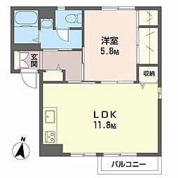 ディアス柴原口A 1LDKの間取図画像