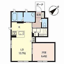 COMETO2 1LDKの間取図画像
