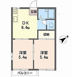 岩畑ハイツ1 1DKの間取図画像