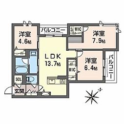 シャーメゾンルーナノワ 3LDKの間取図画像