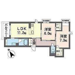 シャーメゾンクラシエスト 2LDKの間取図画像