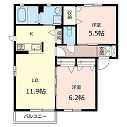 ルミエールA 2LDKの間取図画像
